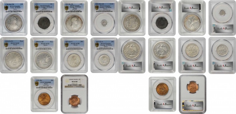 MEXICO. Group of Mixed Denominations (10 Pieces), 1799-1959. All NGC or PCGS Gol...