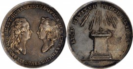 SWEDEN. Royal Academy of Sciences Silver Prize Medal, ND (ca. 1792). Gustav III, with Louisa Ulrika. PCGS Genuine--Edge Repaired, AU Details Gold Shie...