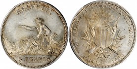 SWITZERLAND. 5 Francs, 1863. Bern Mint. PCGS AU-58 Gold Shield.

KMX-S7; R-944a. Shooting festival type: La Chaux-de-Fonds. Mintage: 6,000. A SCARCE...