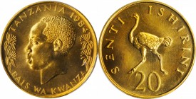 TANZANIA. 20 Senti, 1984. Kings Norton Mint. PCGS SPECIMEN-67 Gold Shield.

KM-2. The final year of issue for the series, this incredible Gem--tied ...