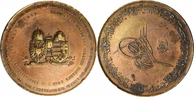 TURKEY. Karl I Istanbul Visit Bronze Medal, 1918. VERY FINE DETAILS.

98.79 gm...