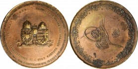 TURKEY. Karl I Istanbul Visit Bronze Medal, 1918. VERY FINE DETAILS.

98.79 gms. 65 mm. Mintage: 200. Obverse: Toughra with Turkish inscription at e...