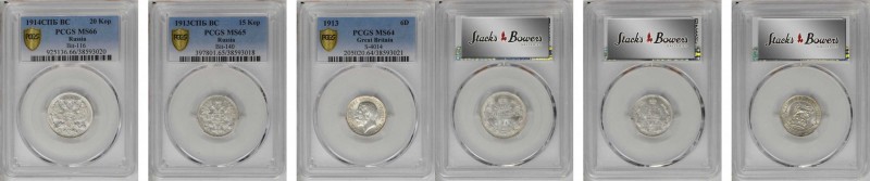 MIXED LOTS. Trio of Silver Minors (3 Pieces), 1913 & 1914. All PCGS Gold Shield ...