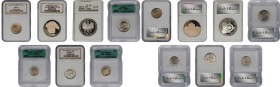 MIXED LOTS. Septet of Mixed Denominations (7 Pieces), 1862-1992. All ANACS, ICG, or NGC Certified.

1) Belgium. 10 Centimes, 1862. NGC MS-66. 2) Fin...