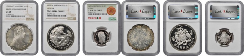 MIXED LOTS. Trio of Silver Crowns (3 Pieces), "1780"-1975. All NGC Certified.
...