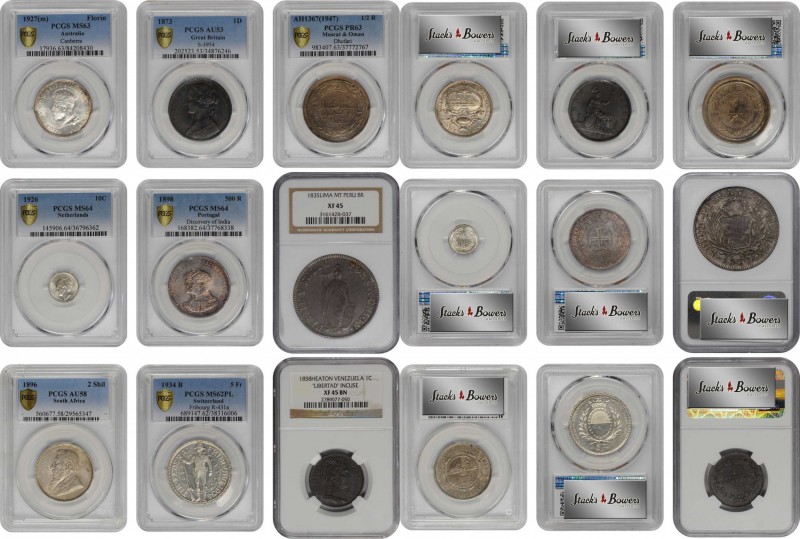 MIXED LOTS. Nonet of World Crowns & Minors (9 Pieces), 1835-1947. All NGC or PCG...