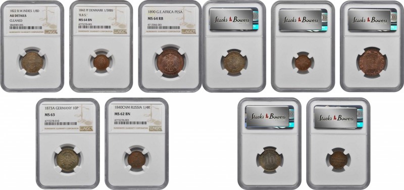 MIXED LOTS. 19th Century Minors (5 Pieces), 1822-90. All NGC Certified.

1) BR...