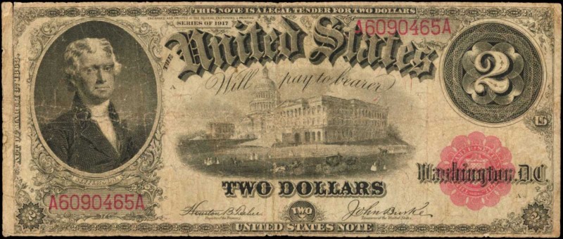 Fr. 57. 1917 $2 Legal Tender Note. Fine.

A fine example of this large size Le...