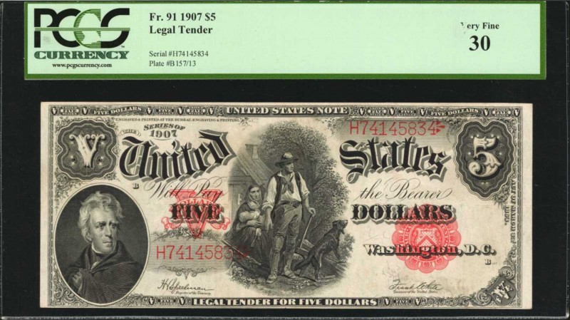 Fr. 91. 1907 $5 Legal Tender Note. PCGS Currency Very Fine 30.

This Wood Chop...