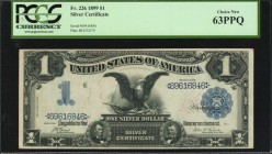 Fr. 226. 1899 $1 Silver Certificate. PCGS Currency Choice New 63 PPQ.

A popular Black Eagle Silver Certificate, found in a Choice New grade with fu...
