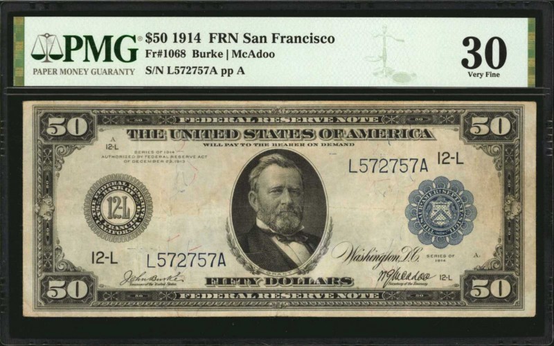 Fr. 1068. 1914 $50 Federal Reserve Note. San Francisco. PMG Very Fine 30.

A V...