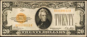 Fr. 2402. 1928 $20 Gold Certificate. Very Fine.

A Very Fine example of this $20 Gold Certificate. Gold overprints remain pleasing on this mostly ev...