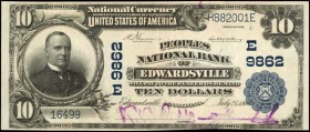 Edwardsville, Pennsylvania. $10 1902 Plain Back. Fr. 627. Peoples NB. Charter #9862. Very Fine.

Track and Price reports just 13 large size notes re...