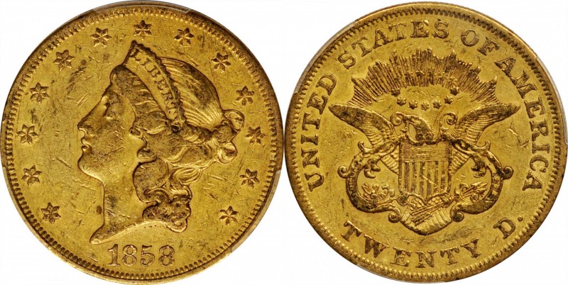 Lot of (2) 1858 Liberty Head Double Eagles. VF-35 (PCGS).

PCGS# 8923. NGC ID:...