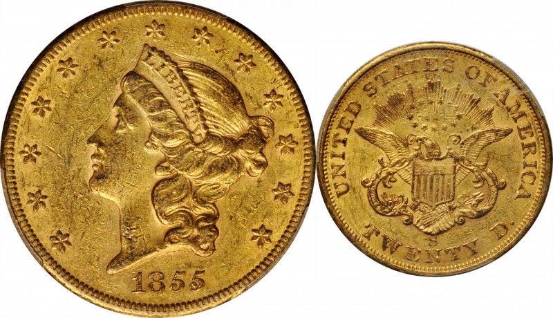 Lot of (4) 1855-Dated Liberty Head Double Eagles. AU Details (PCGS).

Included...