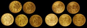 Lot of (5) San Francisco Mint Liberty Head Double Eagles. Extremely Fine-About Uncirculated (Uncertified).

Included are: (3) 1874-S and (2) 1875-S....