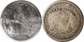 1859 Trade Dollar Counterstamped FRED HOPPEN. Very Good.

The date is flanked by two counterpunched stars, while the reverse has individually punche...