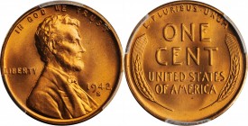 1942-S Lincoln Cent. MS-67 RD (PCGS). CAC.

PCGS# 2710. NGC ID: 22E3.

Estimate: $105