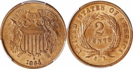 1864 Two-Cent Piece. Large Motto. MS-64 RB (PCGS).

PCGS# 3577. NGC ID: 22N9.

Estimate: $200