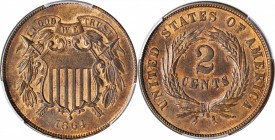 1864 Two-Cent Piece. Large Motto. MS-63 RB (PCGS).

PCGS# 3577. NGC ID: 22N9.

Estimate: $150