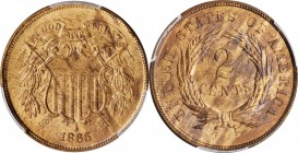 1865 Two-Cent Piece. Fancy 5. MS-64 RB (PCGS).

PCGS# 38257. NGC ID: 22NA.

Estimate: $135