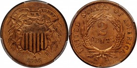 Lot of (2) 1865 Two-Cent Pieces. Plain 5. Unc Details--Cleaned (PCGS).

PCGS# 38247. NGC ID: 22NA.

Estimate: $75