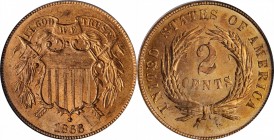 1866 Two-Cent Piece. MS-65 RD (PCGS).

PCGS# 3590. NGC ID: 274R.

Estimate: $1000