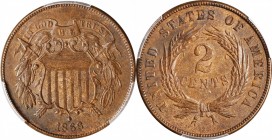 1866 Two-Cent Piece. AU-58 (PCGS).

PCGS# 3588. NGC ID: 274R.

Estimate: $100