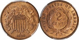 1869 Two-Cent Piece. Unc Details--Cleaned (PCGS).

PCGS# 3603. NGC ID: 22ND.

Estimate: $100
