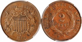 1869 Two-Cent Piece. EF-45 (PCGS).

PCGS# 3603. NGC ID: 22ND.

Estimate: $75