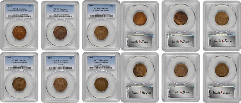 Lot of (6) Mixed Date Two-Cent Pieces. AU Details (PCGS).

Included are: 1865,...