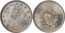 1903 Liberty Head Nickel. MS-65 (PCGS).

PCGS# 3864. NGC ID: 277E.

Estimate: $275