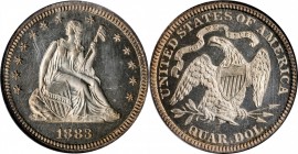 1883 Liberty Seated Quarter. Proof-65 Cameo (NGC).

PCGS# 85584. NGC ID: 23XF.

Estimate: $1000