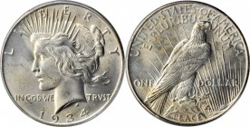 1934 Peace Silver Dollar. MS-63 (PCGS).

PCGS# 7375. NGC ID: 257X.

Estimate: $140