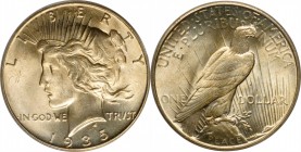 1935 Peace Silver Dollar. MS-64 (PCGS).

PCGS# 7378. NGC ID: 2582.

Estimate: $125
