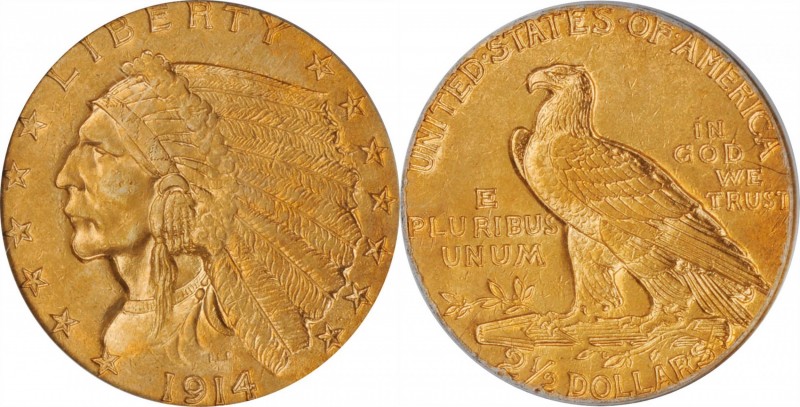 1914 Indian Quarter Eagle. AU-50 (PCGS). OGH.

PCGS# 7946. NGC ID: 2898.

Es...