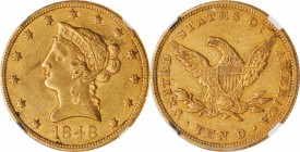 1848 Liberty Head Eagle. AU-53 (NGC). CAC.

Ex Granite Lady Hoard

PCGS# 8599. NGC ID: 2633.

Estimate: $800