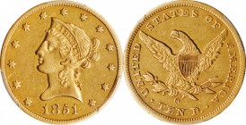 1851-O Liberty Head Eagle. EF-40 (PCGS).

PCGS# 8607. NGC ID: 263B.

Estimate: $950