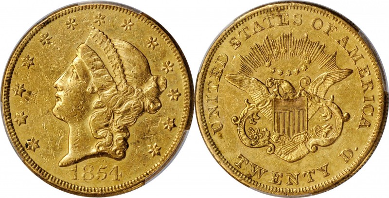 1854 Liberty Head Double Eagle. Large Date. AU Details--Cleaned (PCGS).

PCGS#...