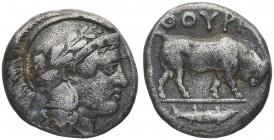 (443-410 a.C.). Italia. Turium. Didracma. (S. 435) (CNG. I, 1258). 7,65 g. Golpecito en canto. MBC.