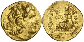 (88-86 a.C). A nombre de Lisímaco. Tracia. Kallatis. Estátera de oro. (S. 1661) (CNG. III, 1824). 8,23 g. Ex Áureo & Calicó 31/05/2018, nº 1. EBC-...