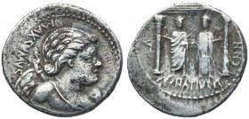 (hacia 75 a.C.). Gens Egnatia. Denario. (Bab. 3) (Craw. 391/2). 3,79 g. MBC.