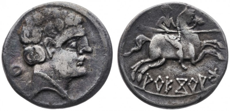 Arecoratas (Ágreda). Denario. (FAB. 106) (ACIP. 1773 var). 3,39 g. MBC.