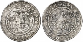 Reyes Católicos. Sevilla. 1 real. (AC. 430). 3,27 g. Ex Colección Isabel de Trastámara 13/12/2018, nº 907. Rara. MBC-.
