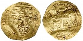 s/d. Juana y Carlos. Segovia. D. 1 escudo. (AC. 187). 3,27 g. Alabeada. Rara. (MBC-).