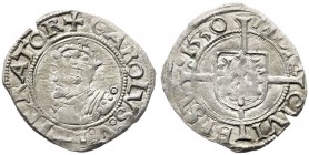1550. Carlos I. Besançon. 1/2 carlos. (Vti. falta). 0,89 g. MBC.