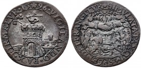 1596. Felipe II. Dordrecht. Rechazo a la propuesta de paz por el emperador. Jetón. (D. 3391). 5 g. MBC.