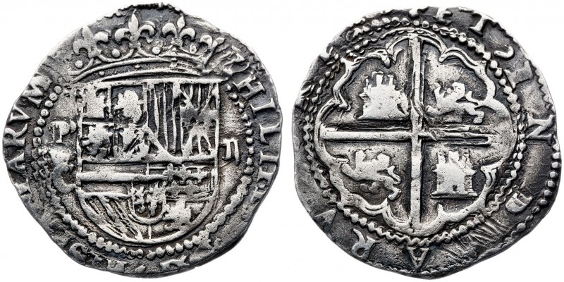 s/d (1578-1586). Felipe II. Potosí. C. 2 reales. (AC. 369). 6,72 g. Muy rara. MB...