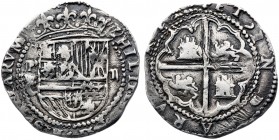 s/d (1578-1586). Felipe II. Potosí. C. 2 reales. (AC. 369). 6,72 g. Muy rara. MBC-.