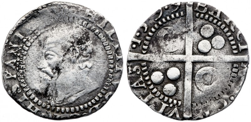 1599. Felipe III. Barcelona. 1 croat. (AC. 444) (Cru.C.G. 4339a). 3,15 g. Busto ...